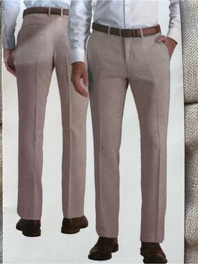 Kenneth Cole Men 34x34 Techni-Cole Dress Pants Tan Slim Stretch Performance NWT